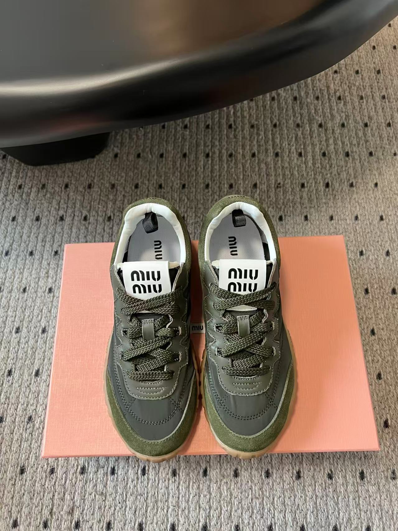 미우 타이어 스웨이드 스니커즈 로든 그린 해외 고퀄