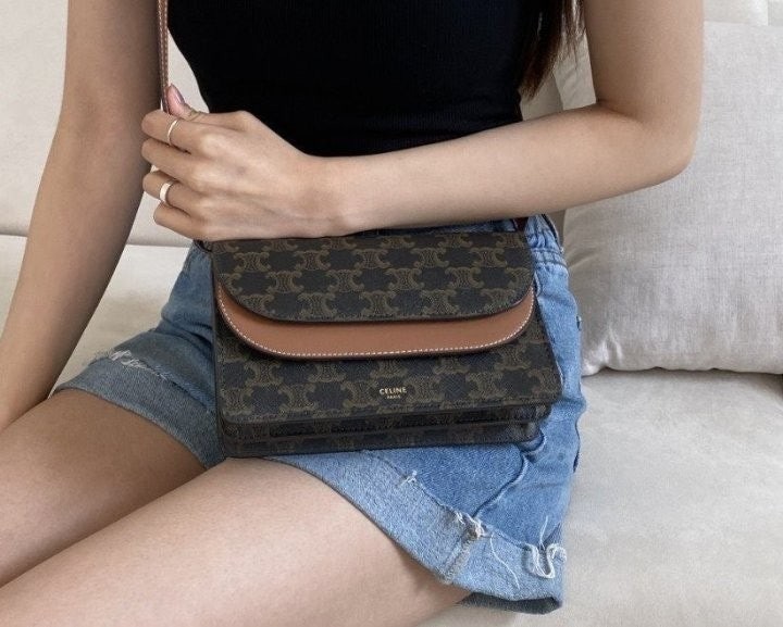 💕 셀** 고급 트리오페 캔버스 월렛온스트랩