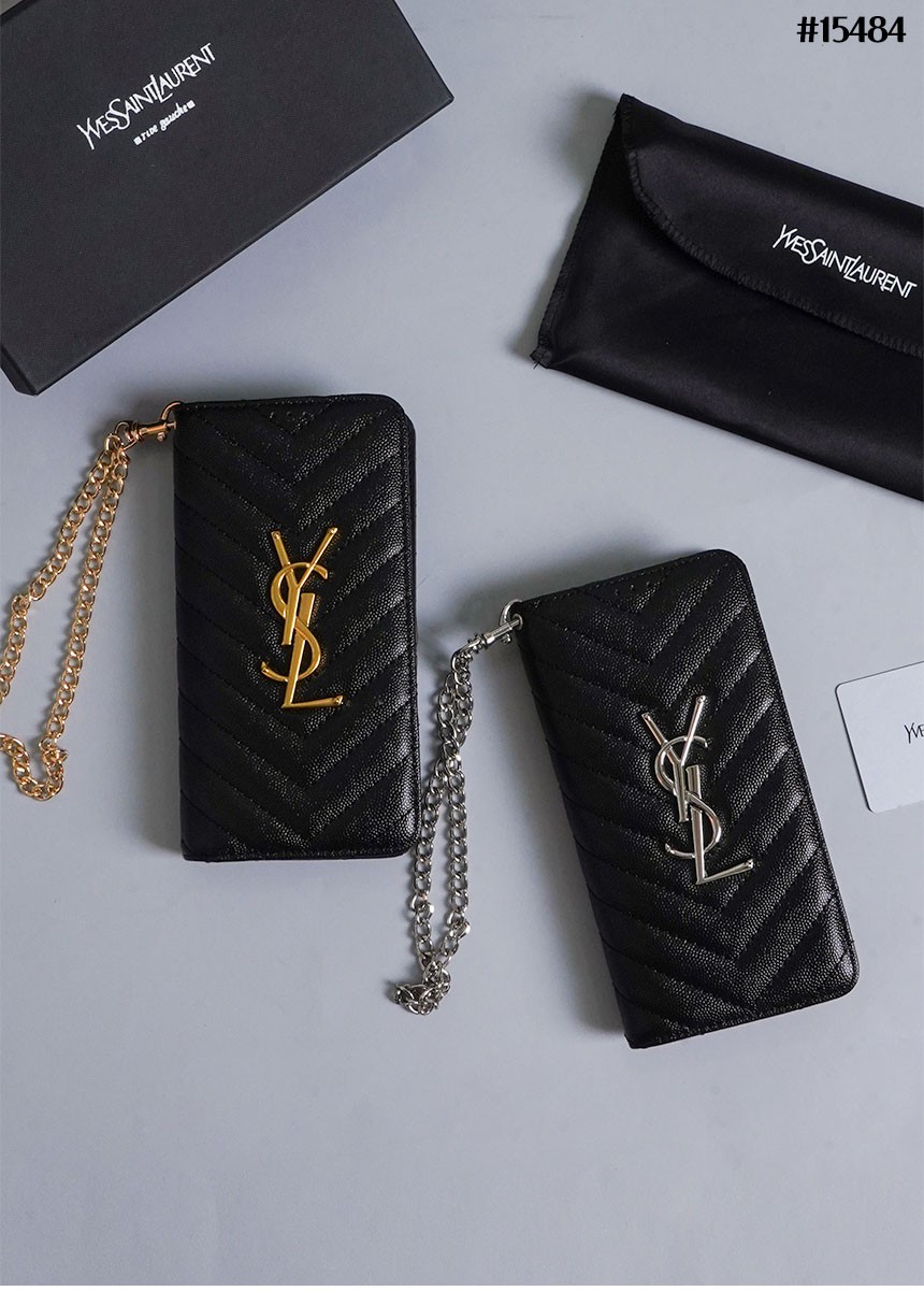 🔆 [SAINT LAURENT] 생로랑 케비어 마틀라세 체인 월렛 온 폰 케이스 🔆