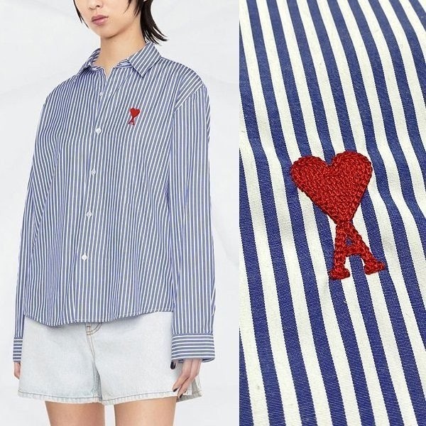 💕 아* 스몰레드하트 스트라이프 셔츠