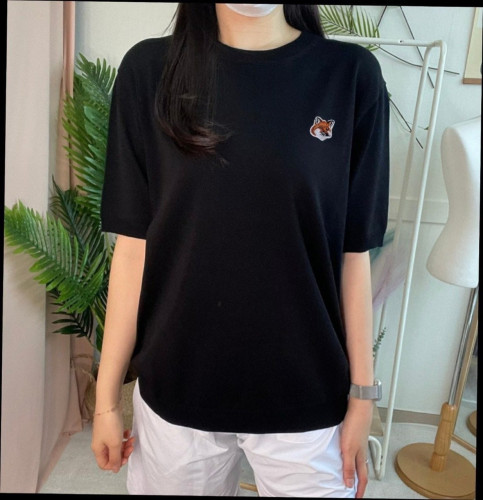 💕 메* 키츠네 브라운 폭스헤드 컬러풀 라운드 니트 반팔