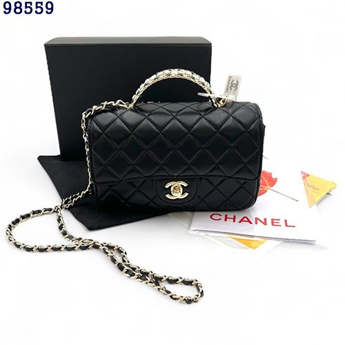 👹샤* 시즌 램스킨 & 골드 메탈 탑핸들 플랩백👹