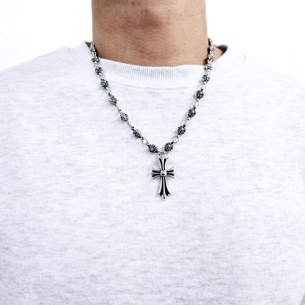 크롬하츠 볼크로스 체인 목걸이 실버