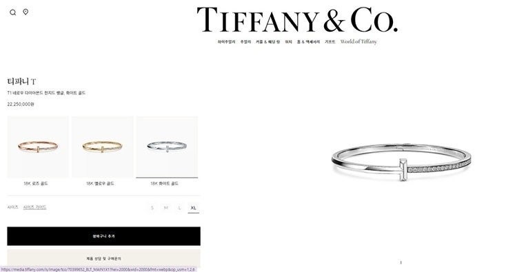 티파니 T:T1 네로우 파베 다이아몬드 힌지드 뱅글, 실버