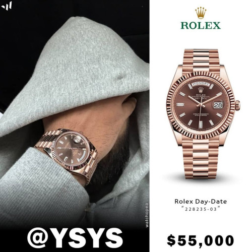 롤렉스 데이데이트 228235 초콜릿 다이아 셋팅 프레지던트