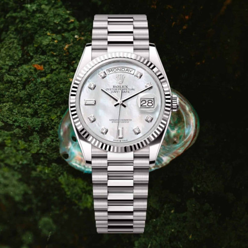 로렉스 데이 데이트 실버 크리스탈 2025 오이스터