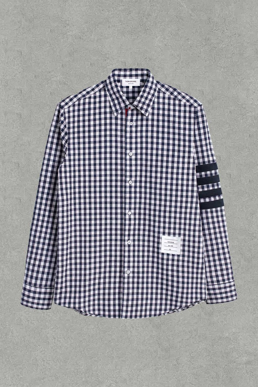 톰브라운 체크 4-바 소프트 옥스포드 셔츠