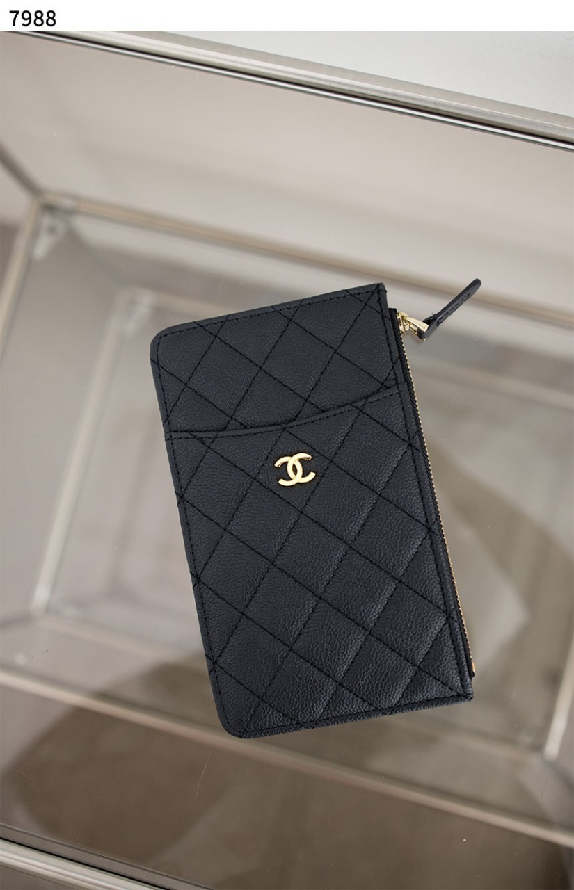 #샤넬 [Chanel] 금장 CC 캐비어 파우치 겸 카드홀더 장지갑 신상입고💢 #지갑 #7988