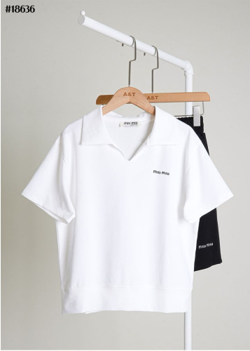 🔆 [MIUMIU] 미우미우 헨리넥 테리 폴로 셔츠 & 테리 3부 팬츠 셋 🔆