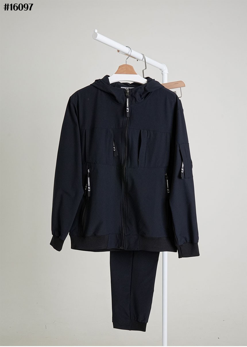 🔆 [CP.company] 씨피컴퍼니 남성 렌즈 패치 포켓 후드 자켓 & 밴딩 카고 조거 팬츠 셋 🔆