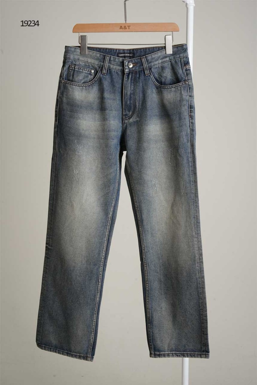 🔆 [Chrome Hearts] 크롬하츠 브라운레더패치 포켓로고 데님팬츠 🔆