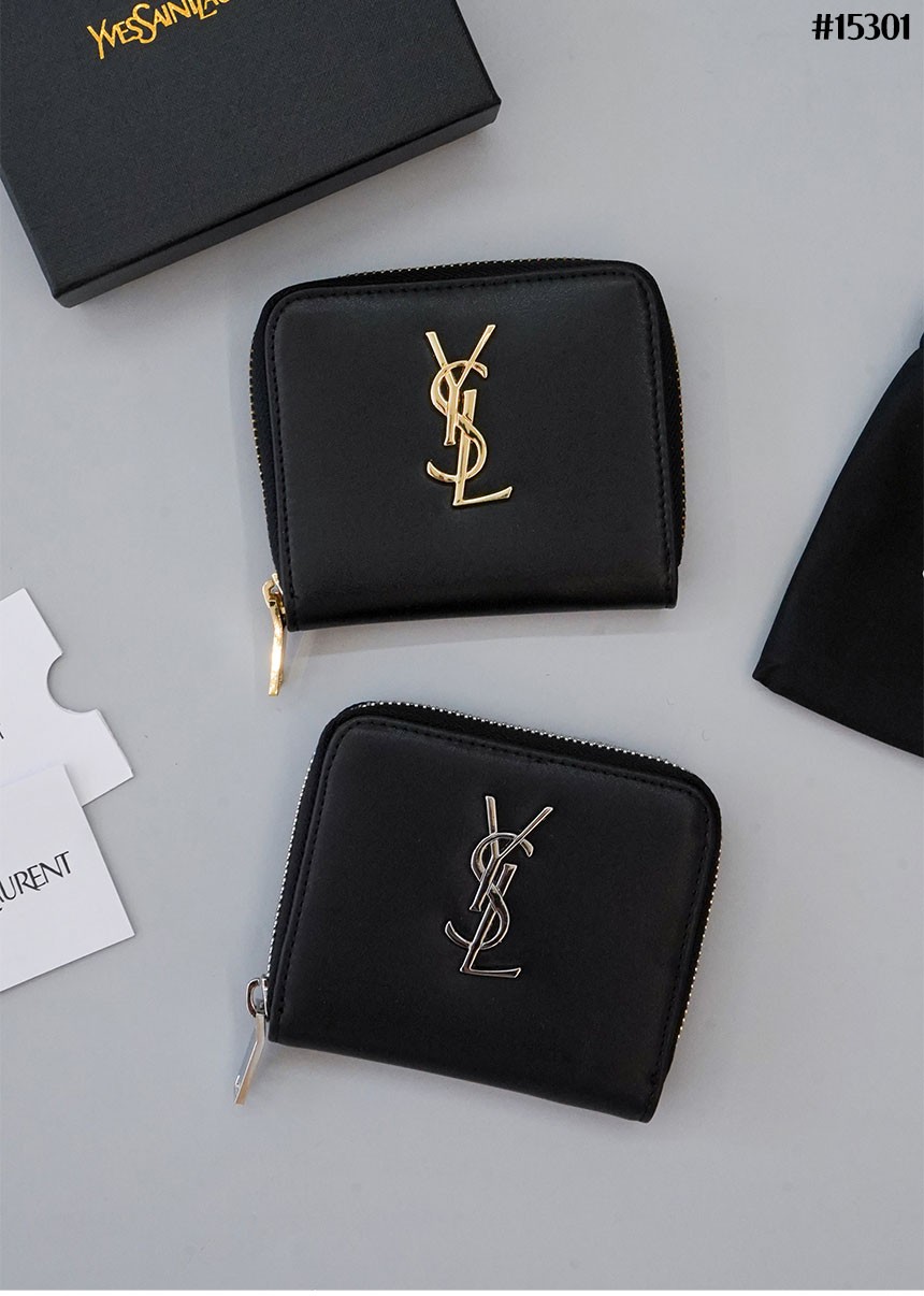 🔆 [SAINT LAURENT] 생로랑 YSL 램스킨 컴팩트 지퍼 카드지갑 🔆