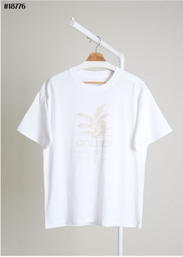 🔆 [BRUNELLO CUCINELLI] 브루넬로 쿠치넬리 야자수 골든 에이스 숏 슬리브 그래픽 코튼 티셔츠 🔆