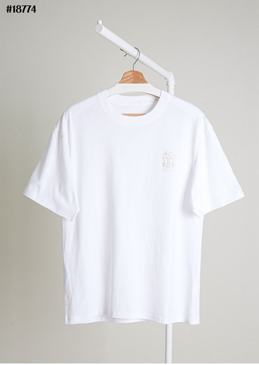 🔆 [BRUNELLO CUCINELLI] 브루넬로 쿠치넬리 헤리티지 디테일 숏 슬리브 그래픽 코튼 티셔츠 🔆