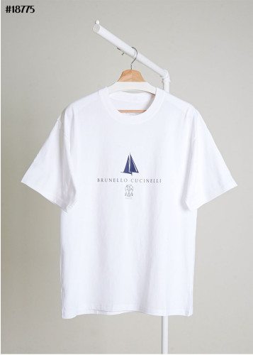 🔆 [BRUNELLO CUCINELLI] 브루넬로 쿠치넬리 보트 프린팅 숏 슬리브 그래픽 코튼 티셔츠 🔆