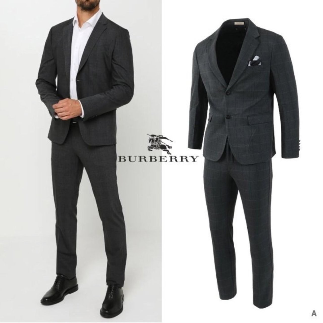 BBR 글랜체크 슬림 정장 세트