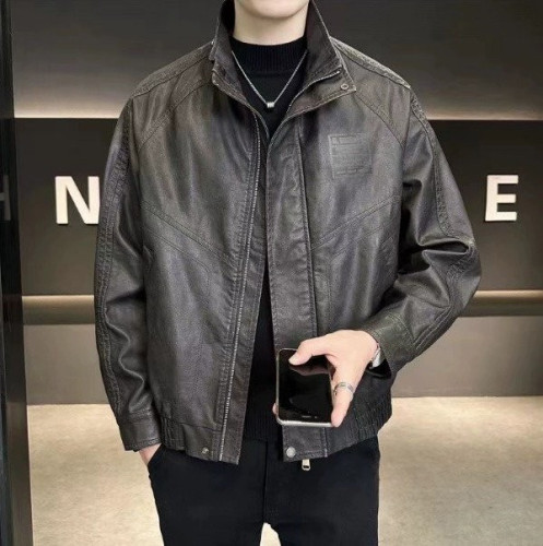 GC 레터링 사각로고 레더자켓