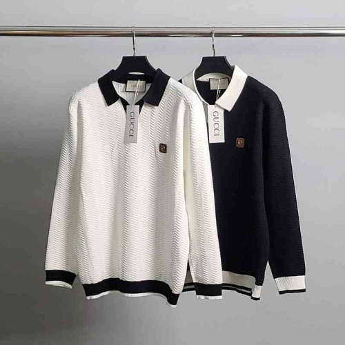 GC GG탭 배색 긴팔 카라 니트