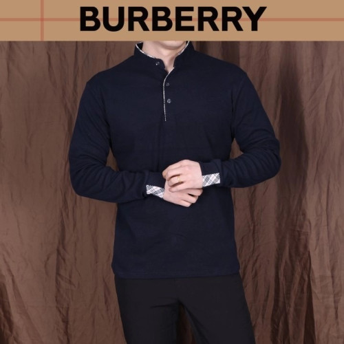 BBR 소매체크 차이나 긴팔 티