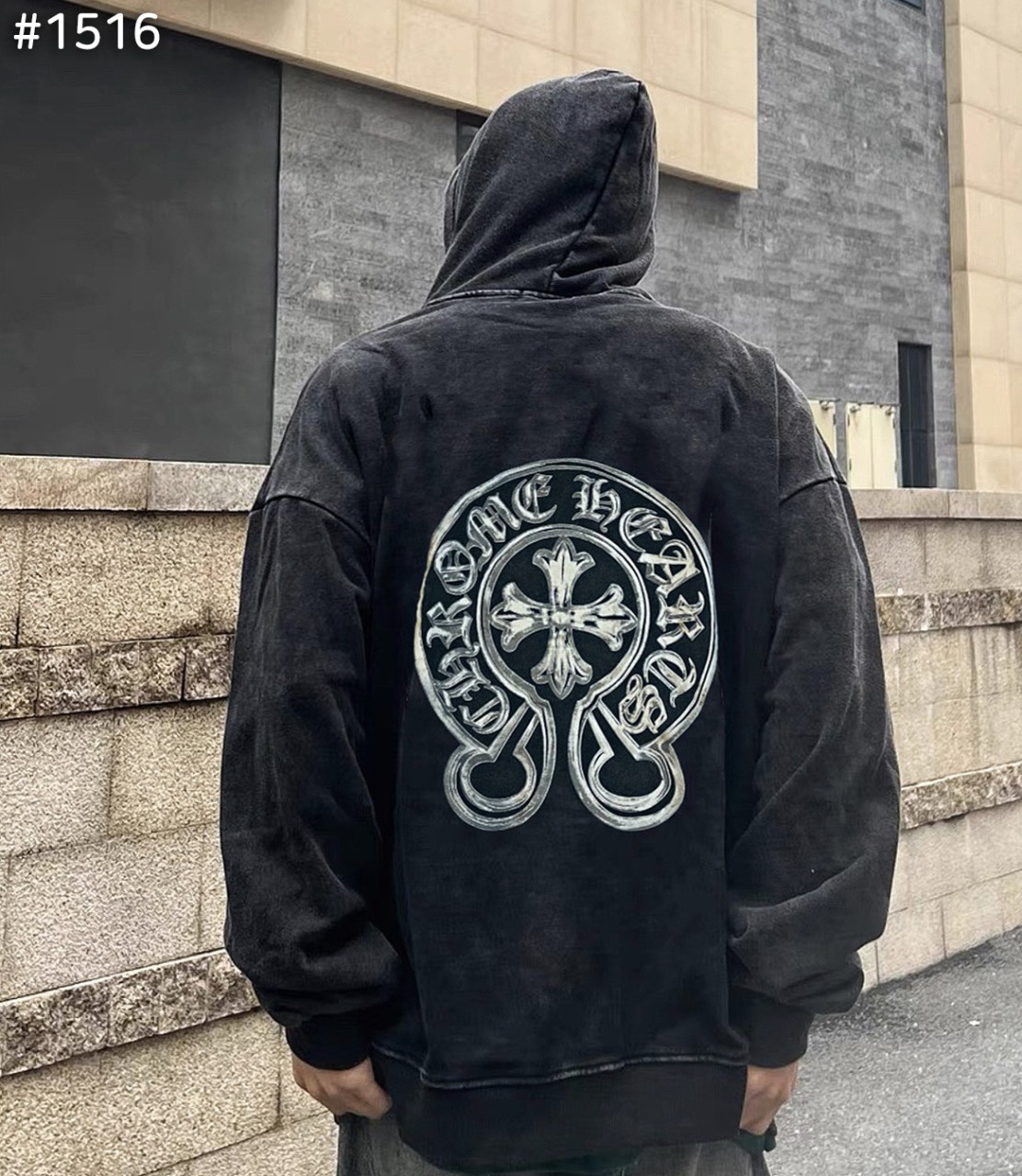 #크롬하츠 홀스슈 말리부 크로스 워싱 후드티셔츠