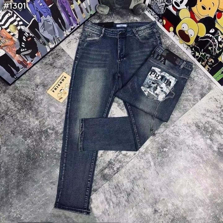 #프라다 24fw 플라워 레이스 클래식 워싱 데님 팬츠