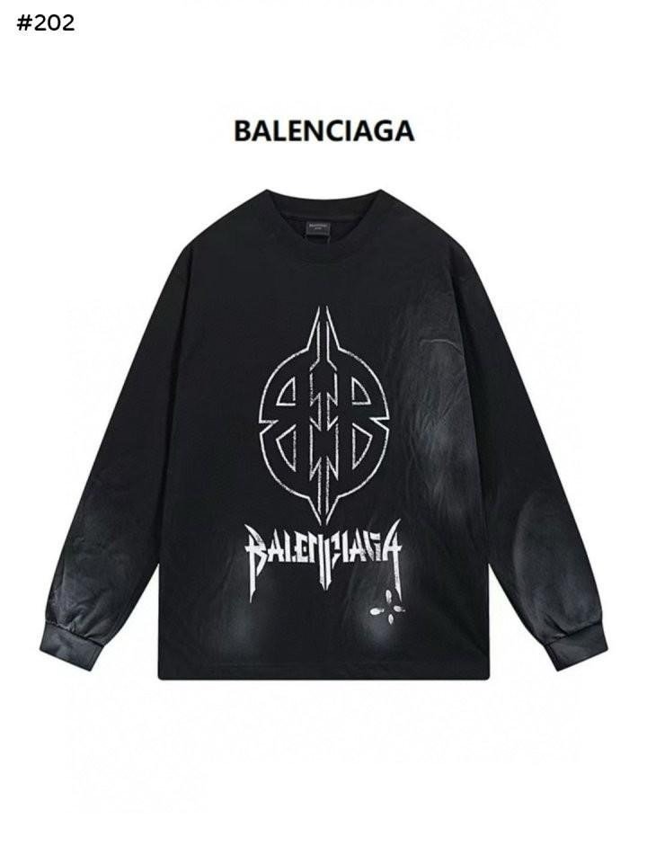 #발렌시아가 24SS 메탈 록 방패 더블B 핸드프린팅 긴팔티셔츠 남여공용