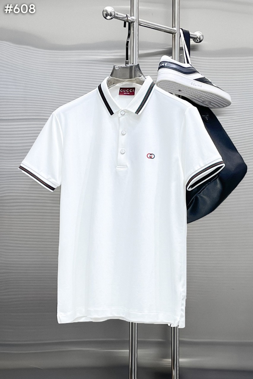 #구찌 자수 코튼 피케 폴로 셔츠