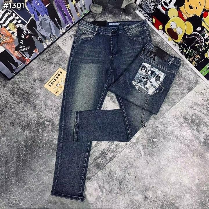 #프라다 24fw 플라워 레이스 클래식 워싱 데님 팬츠