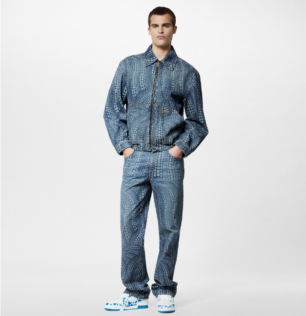 #루이비통 X 쿠사마 야요이 올오버 펌킨 데님 블루종 자켓