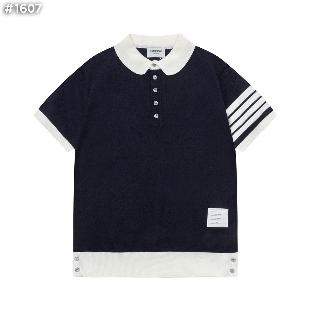 #톰브라운 사선 배색 폴로 니트