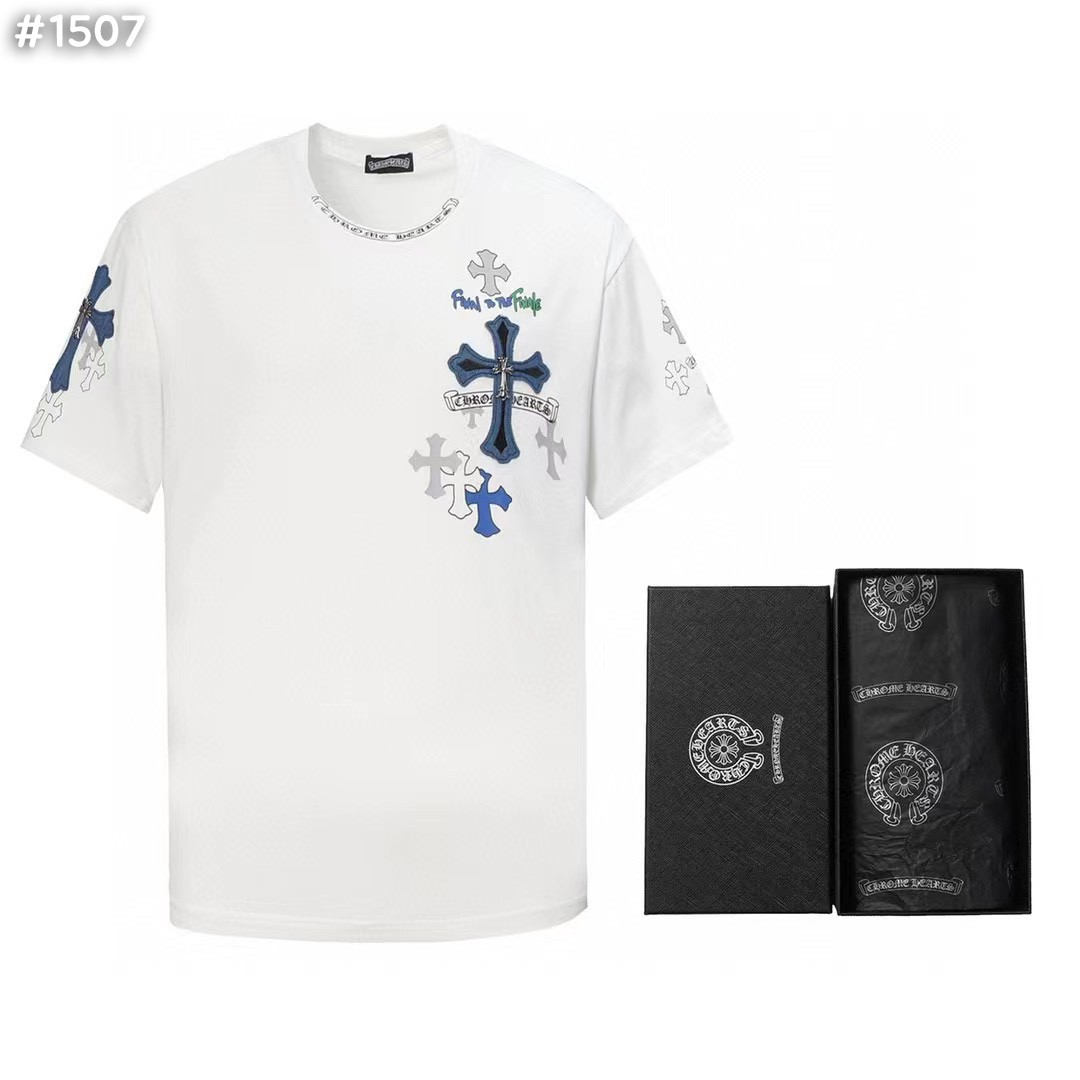  블루 멀티 크로스 티셔츠