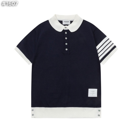 사선 배색 폴로 니트