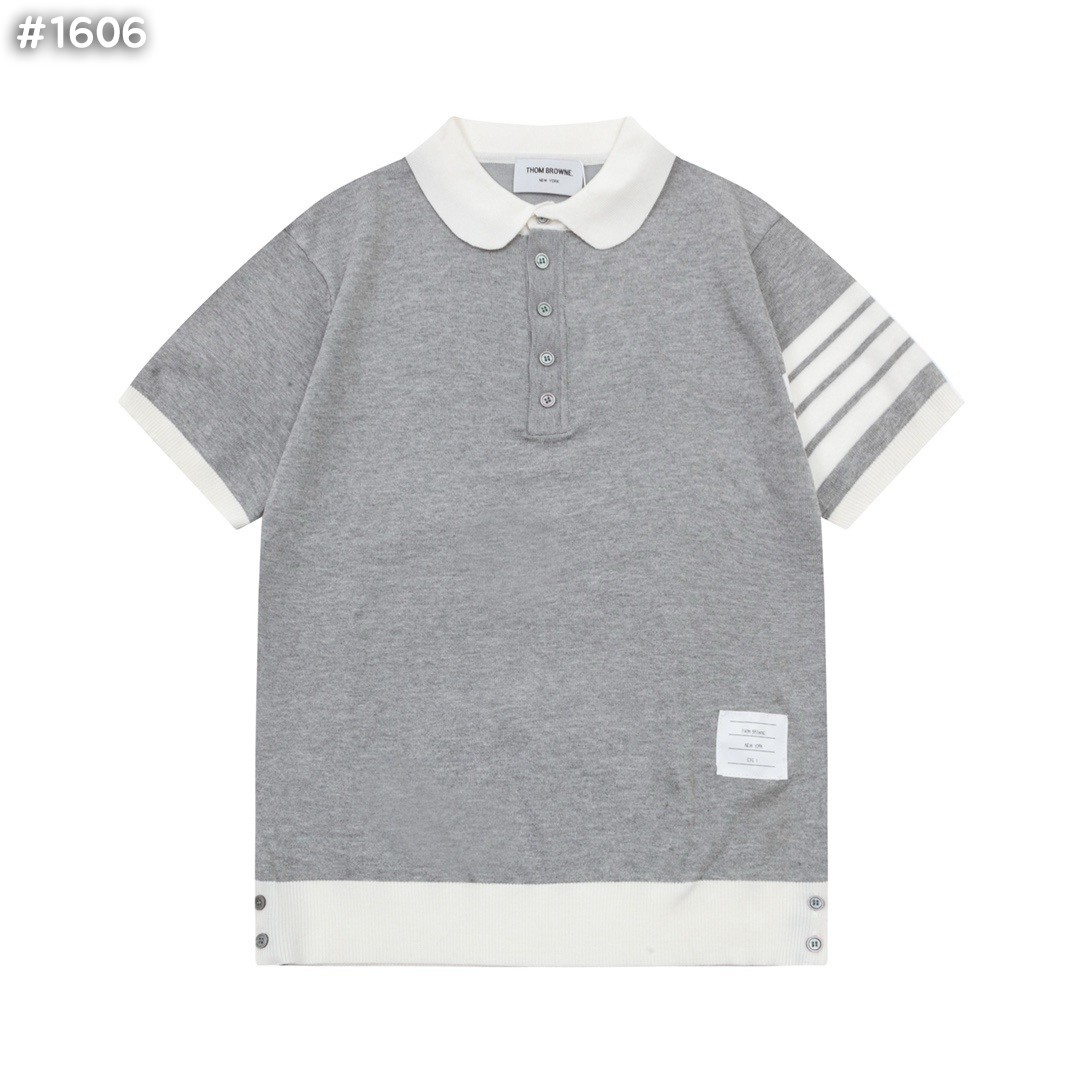 사선 배색 폴로 니트