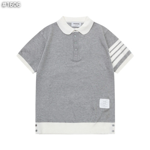 사선 배색 폴로 니트