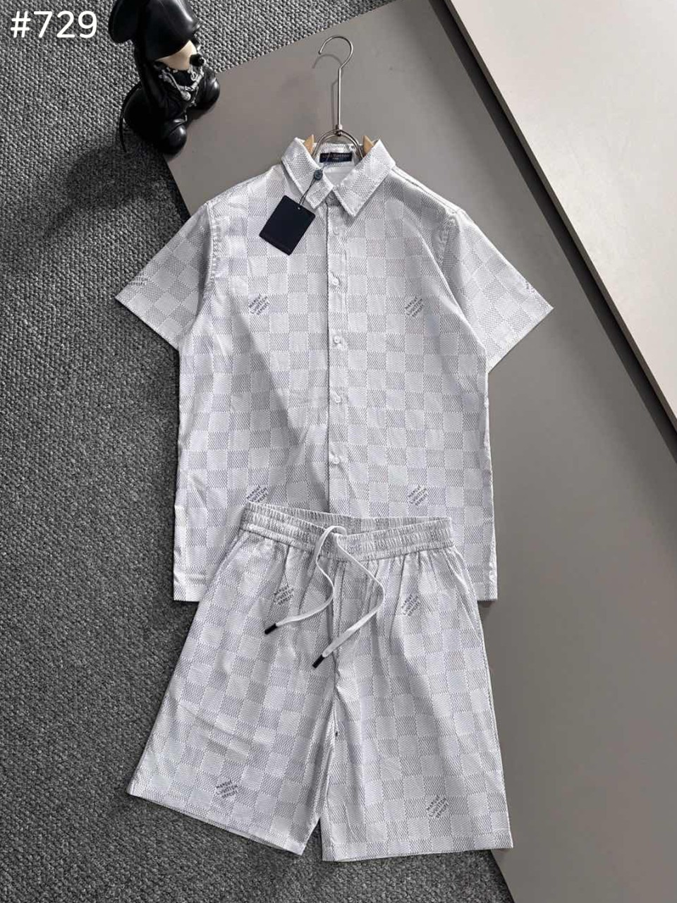 다미에 반팔 셔츠 & 팬츠 세트