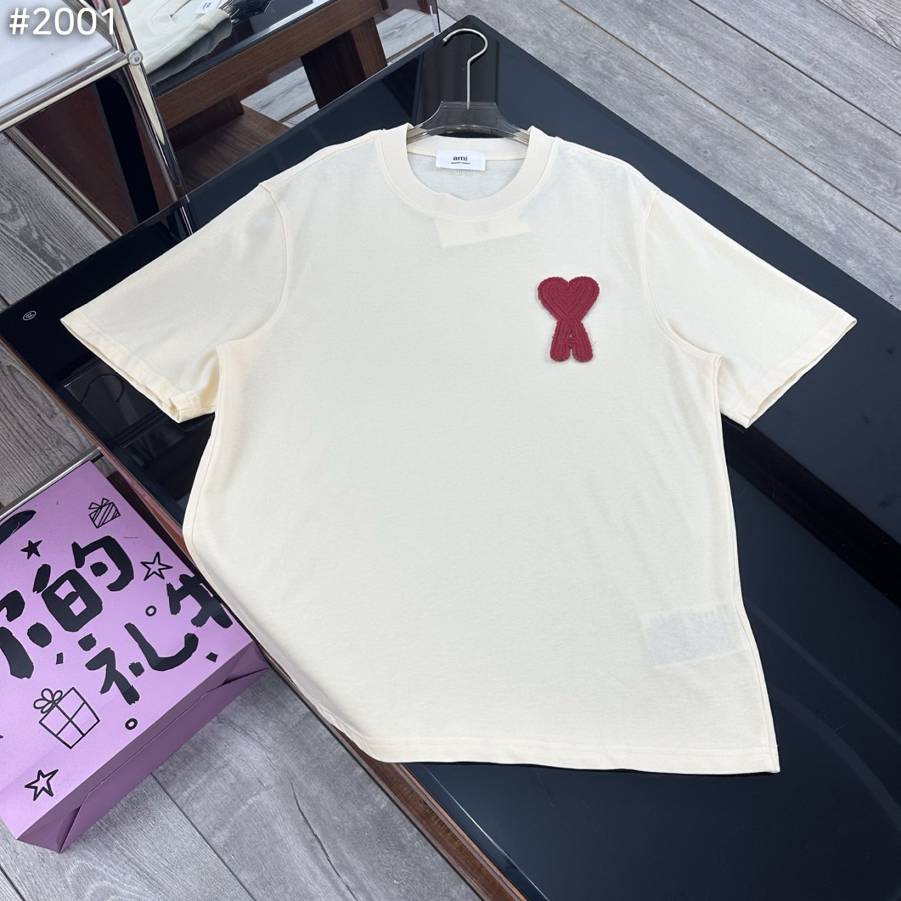 AMI 빅 하트 로고 오버핏 반팔 티셔츠