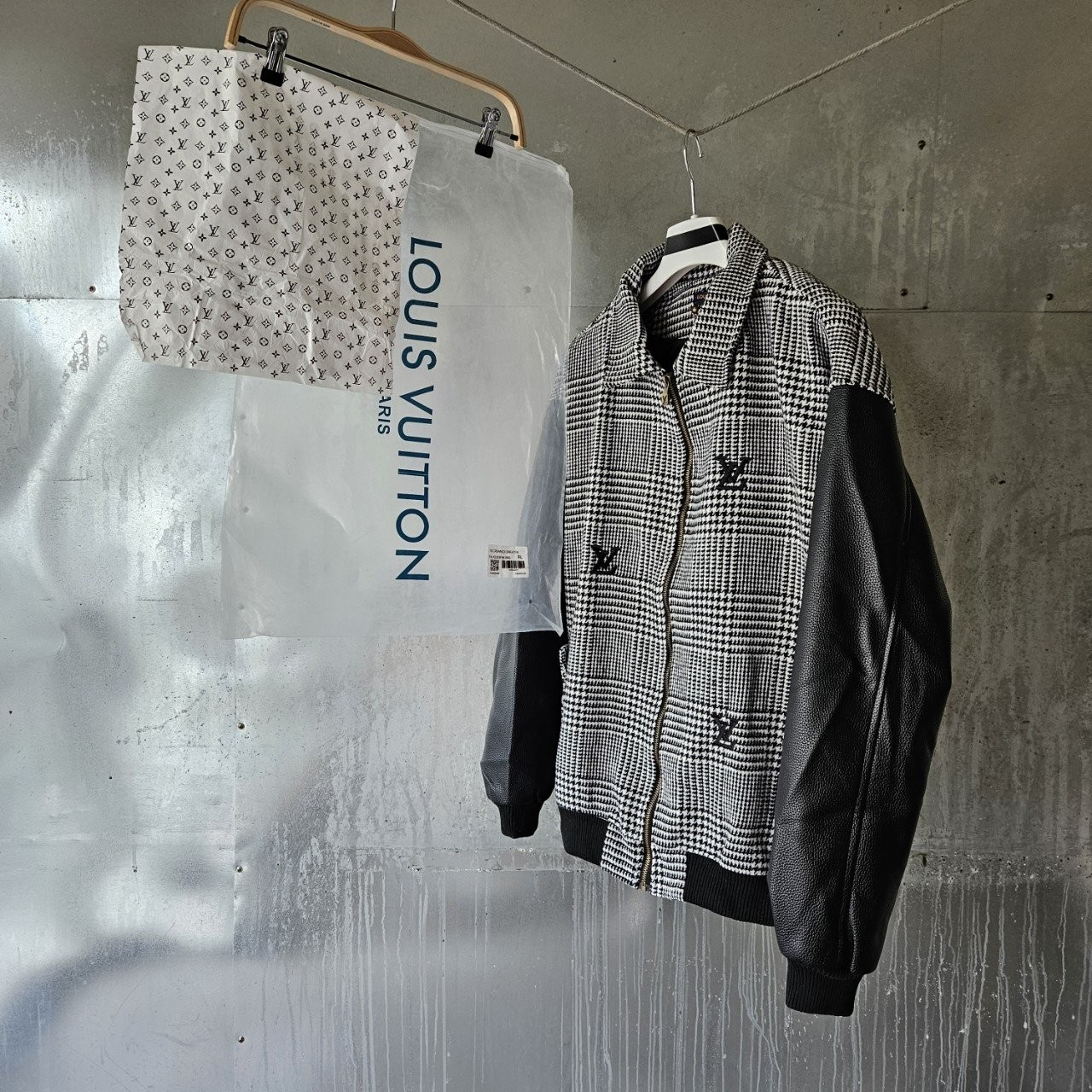 25 SS 루*비* 믹스드 레더 앤드 울 블루종