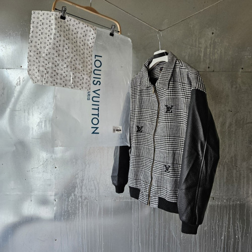 25 SS 루*비* 믹스드 레더 앤드 울 블루종