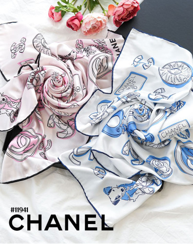 🔆 [CHANEL] 샤넬 23SS 달마시안 강아지 CC 로고 스퀘어 실크 스카프 🔆