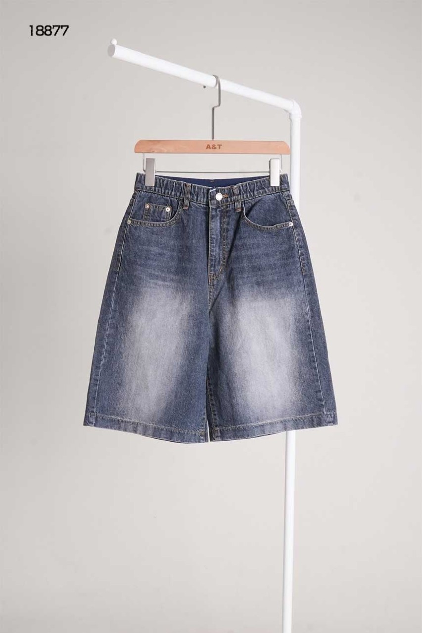 🔆 [PRADA] 프라다 백포켓 삼각로고 밴딩 하프 데님팬츠 🔆