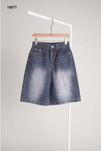 🔆 [PRADA] 프라다 백포켓 삼각로고 밴딩 하프 데님팬츠 🔆