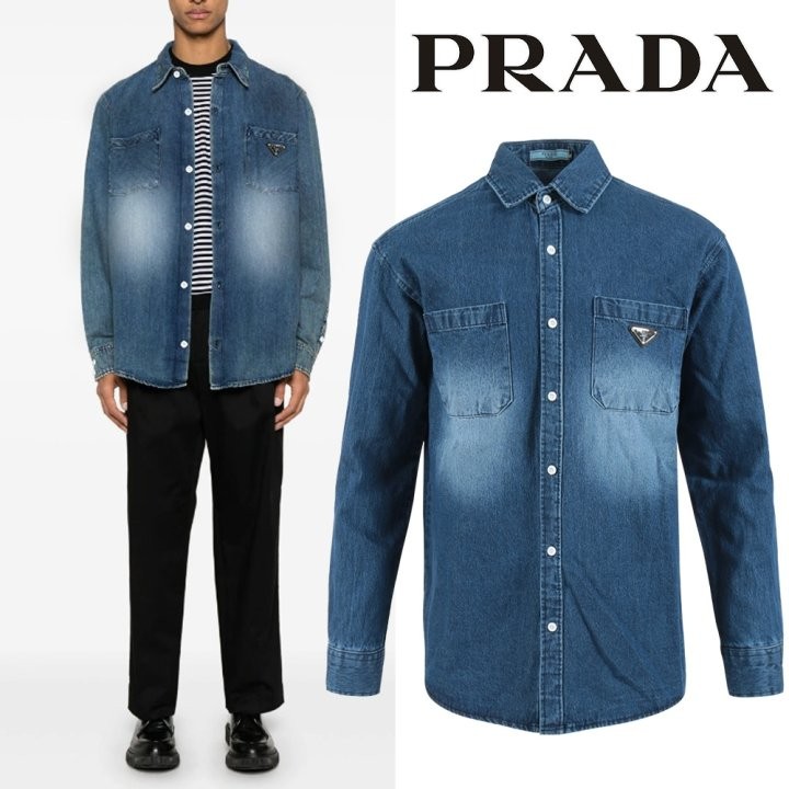 클래식 투포켓 트라이앵글 워싱 데님셔츠