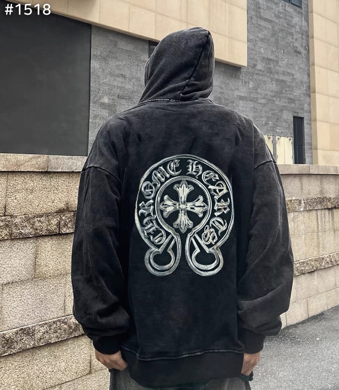 #크롬하츠 홀스슈 말리부 크로스 워싱 후드티셔츠