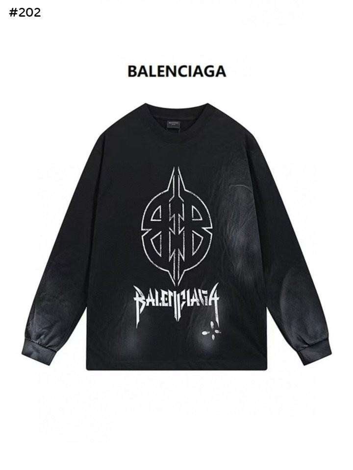 #발렌시아가 24SS 메탈 록 방패 더블B 핸드프린팅 긴팔티셔츠 남여공용