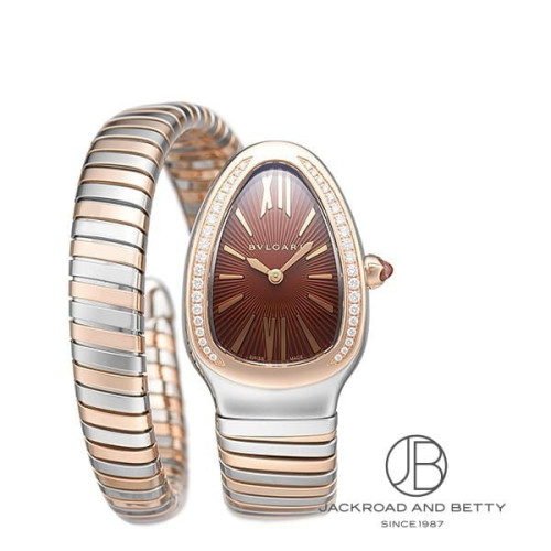 불가리 세르펜티 투보가스 워치 로즈골드 와인 콤비 다이아