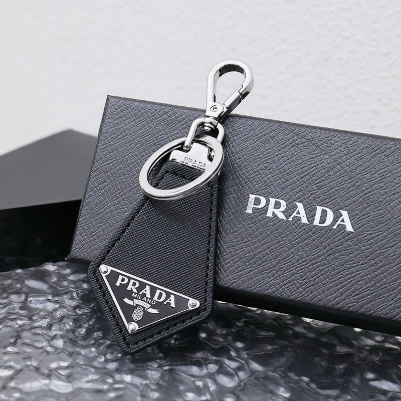 프라다 사피아노 삼각로고 키링 블랙
