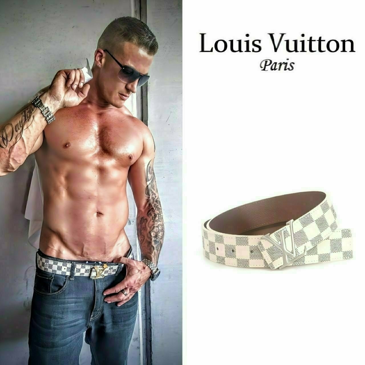 🔳🔳25S 루♡비통 다미에실버장식 벨트🔳🔳