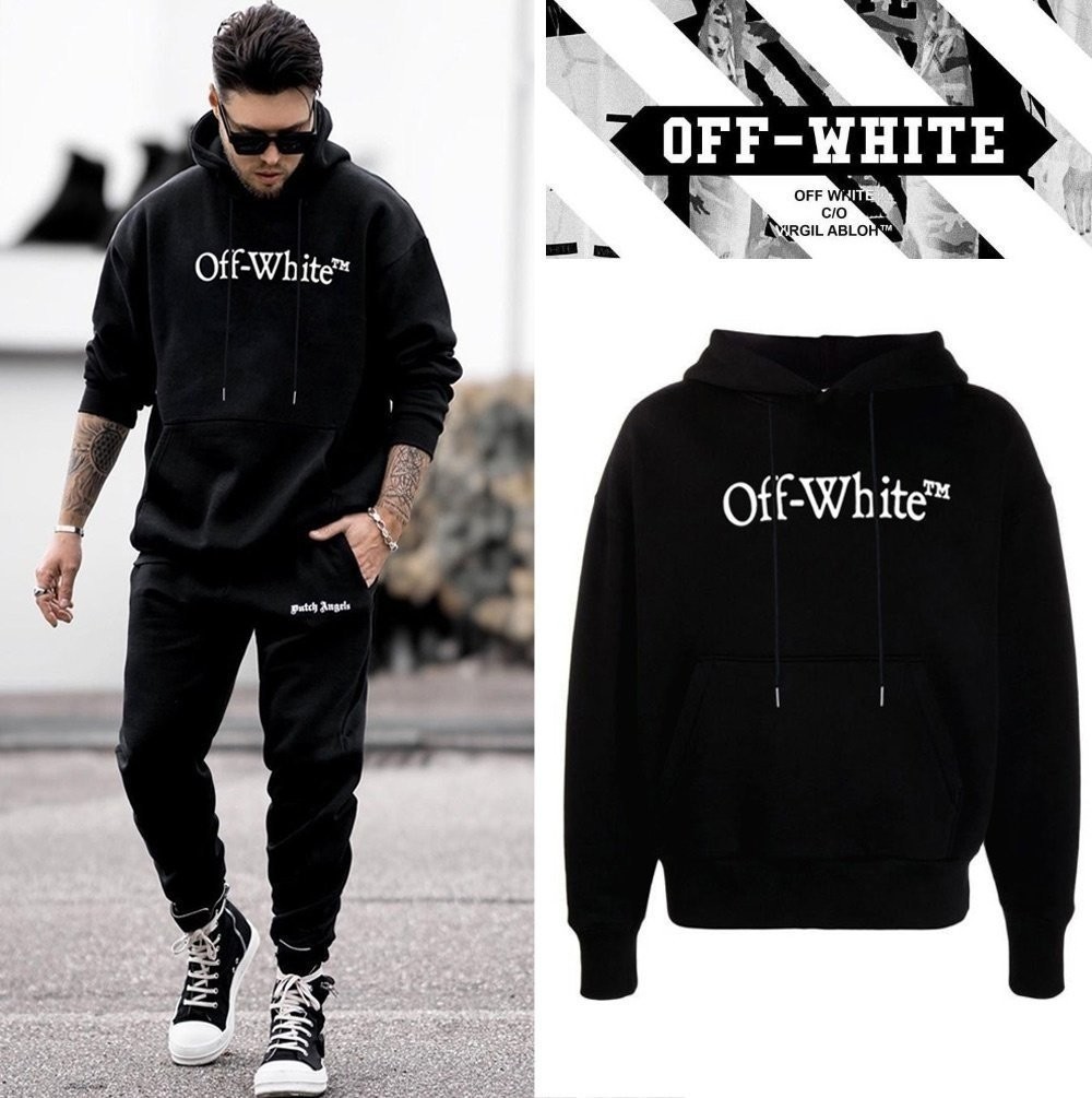 ➖O*F W*ITE BIG Bookish LOGO HOOD T-SHIRT ➖