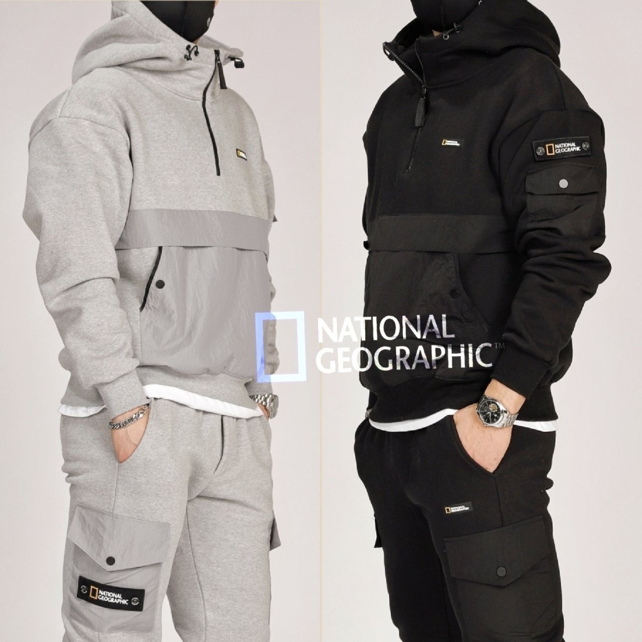 1 <내셔널 3단 헤비 반집업 기모 후드 세트>