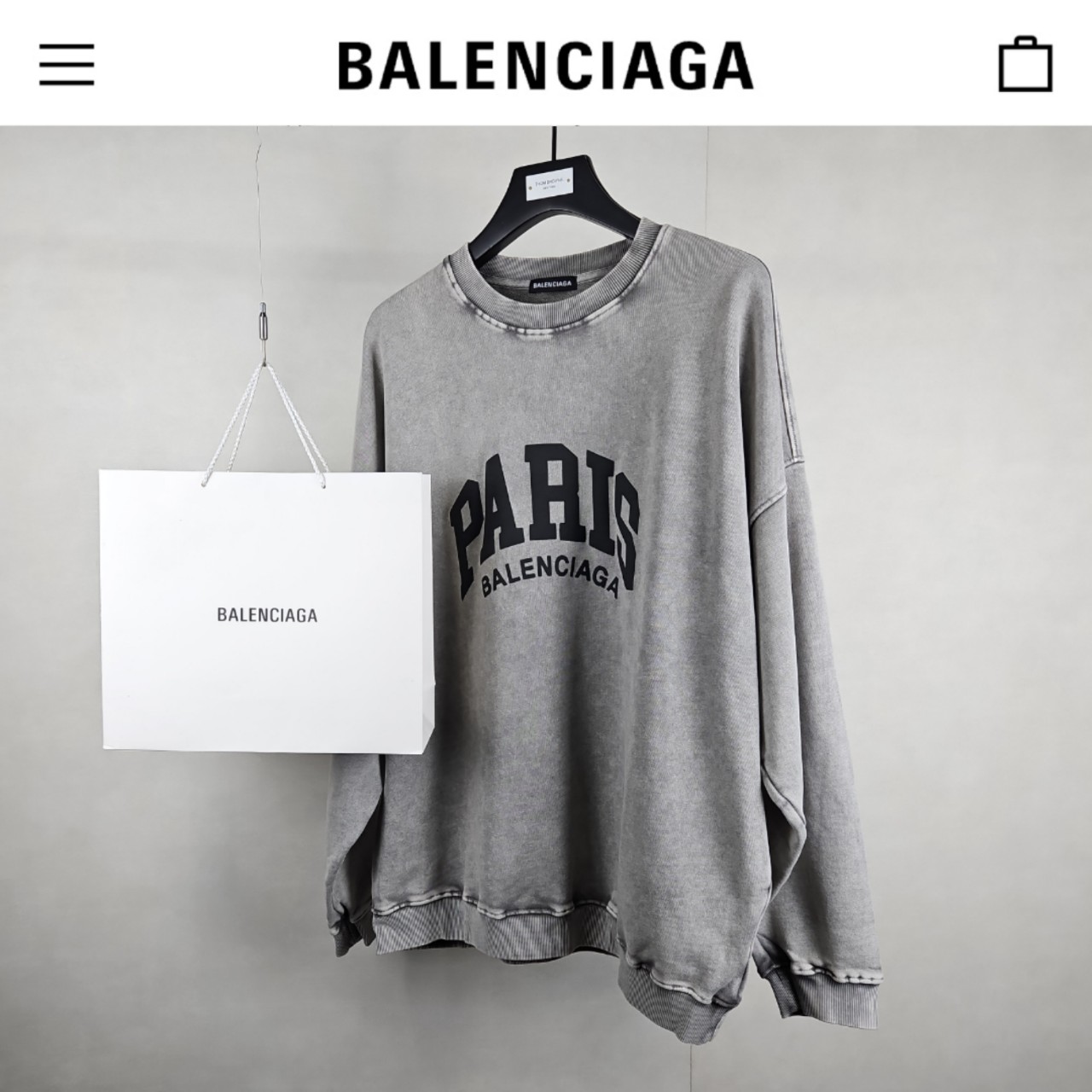 발렌시아가 파리 로고 피그먼트 오버핏 맨투맨